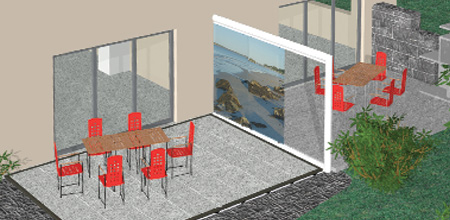Gartenschiebewand mit Fotodruck Glas Schiebetüren mit Fotodesign