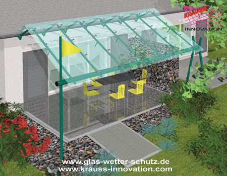 Terrassendach in Glas GWS-Terrassendach