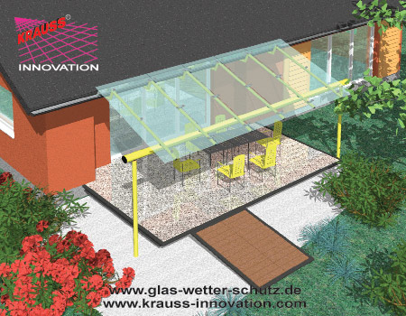 Terrassendach in Glas Modell 5000 GWS-Terrassendach